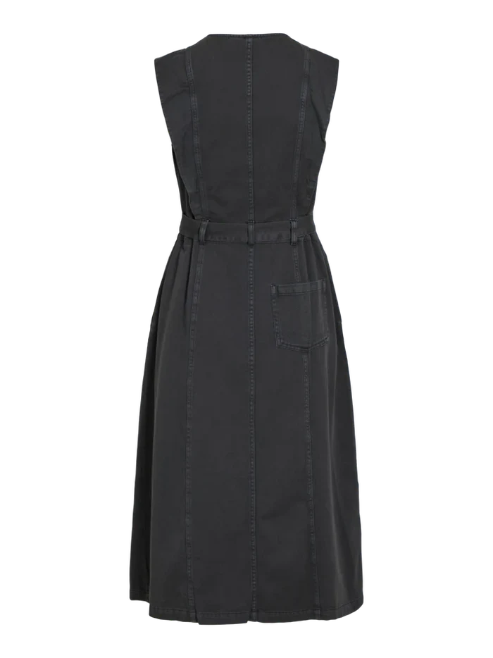 Lucianne Sleeveless Midi Dress (Black Denim)