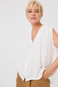 Lucie Sleeveless Top (White/Gold)