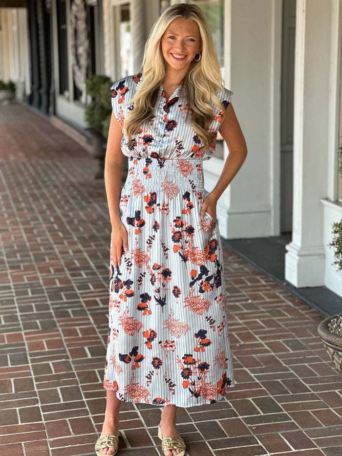 Lucky To Be Here Blue Stripe Dress