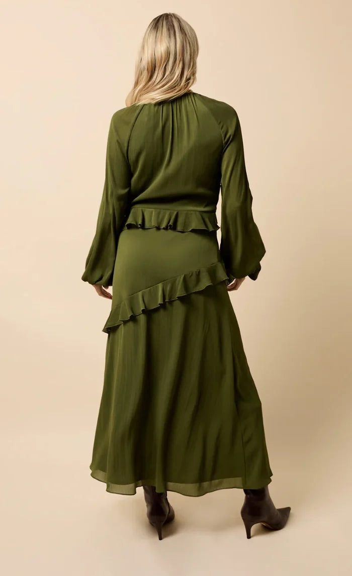 Lumiere Chiffon Ruffle Maxi (Khaki)