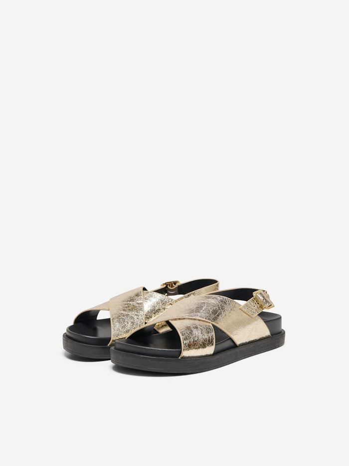 Macy Flat Sandal (Gold/Crinkle)