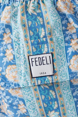 Swimshorts Fedeli Madeira Printed Swim Shorts Denim Linen Effect Apoella