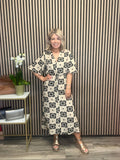 Majella Printed Midi Dress (Sandshell/Black)