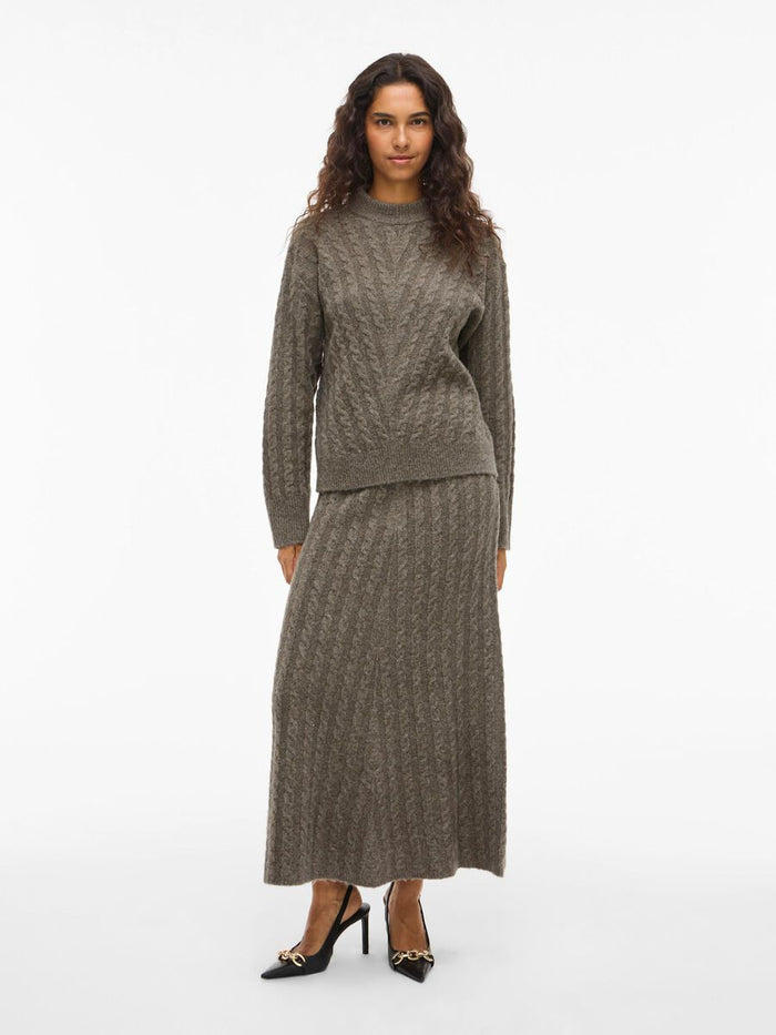 Mandy High Neck Knit Jumper (Falcon/Melange)