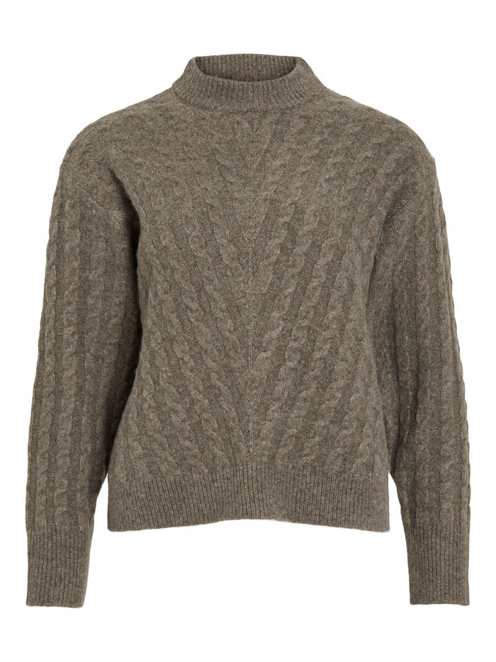 Mandy High Neck Knit Jumper (Falcon/Melange)