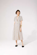 Marinetta Shirt Dress (Beige/Black Stripe)