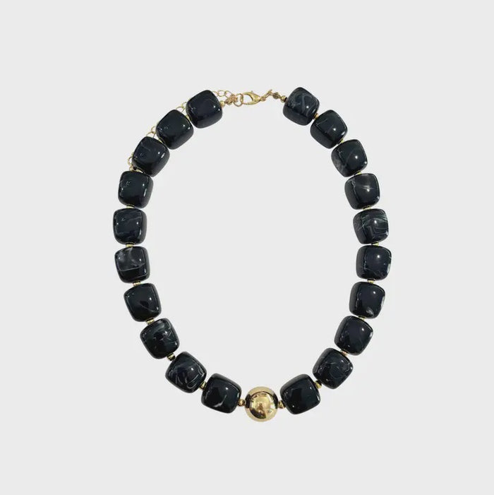 Massey Chunky Beaded Necklace - Black