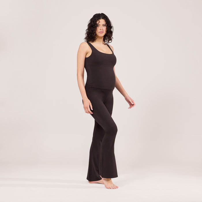 Maternity Lightweight Flare Leggings - Black Coffee
