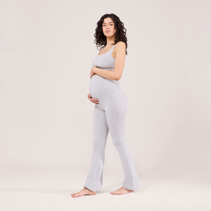 Maternity Lightweight Flare Leggings - Light Grey Marl