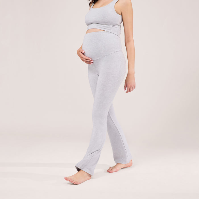 Maternity Lightweight Flare Leggings - Light Grey Marl