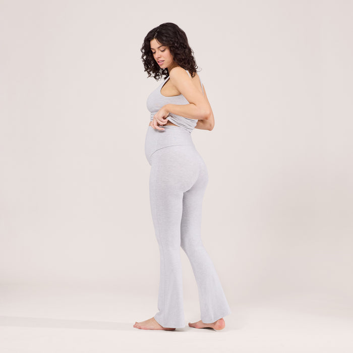 Maternity Lightweight Flare Leggings - Light Grey Marl