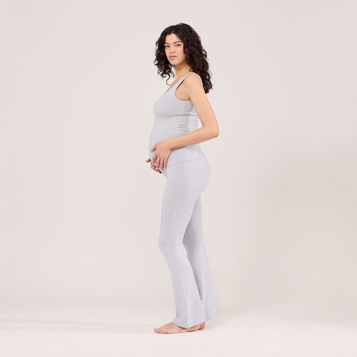 Maternity Lightweight Flare Leggings - Light Grey Marl