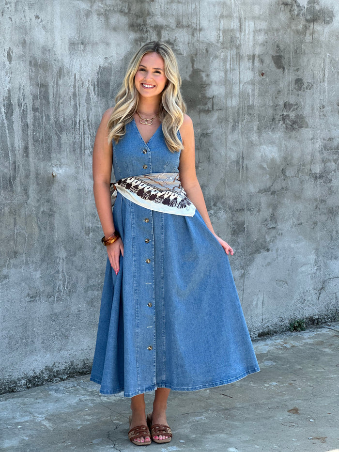 Meant For This Denim Midi Dress