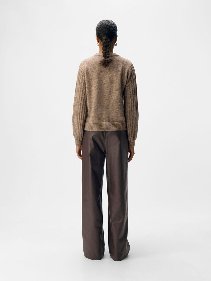 Mel Coated Wide Leg Pants (Seal Brown)