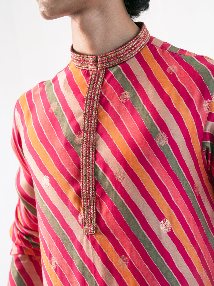 Mens Multicolor Blended Print Kurta