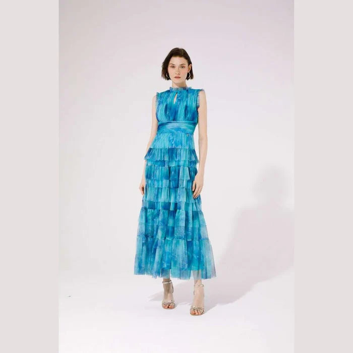 Mercurio Maxi Dress (Aqua Print)
