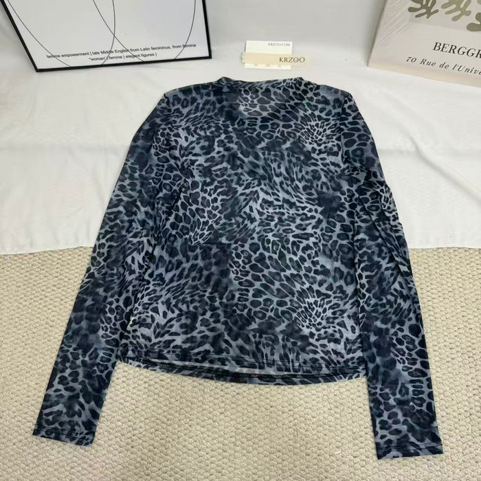 Mesh Leopard Print T-Shirt