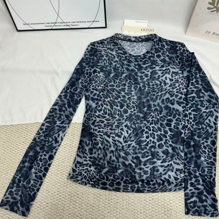 Mesh Leopard Print T-Shirt