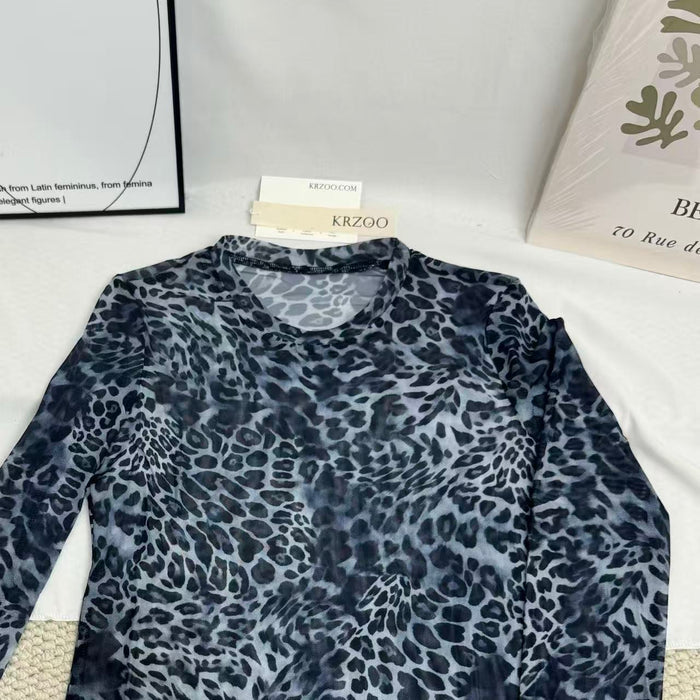 Mesh Leopard Print T-Shirt