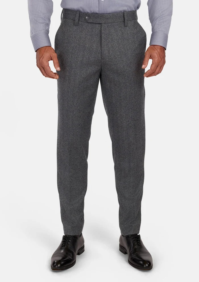 Mid Grey Herringbone Flannel Pants - SARTORO