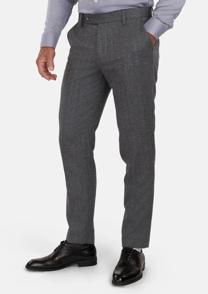 Mid Grey Herringbone Flannel Pants - SARTORO