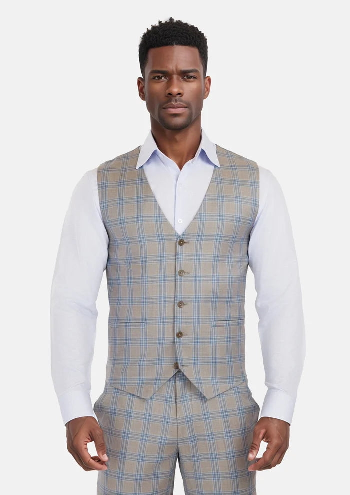 Milano Grey Checked Vest - SARTORO