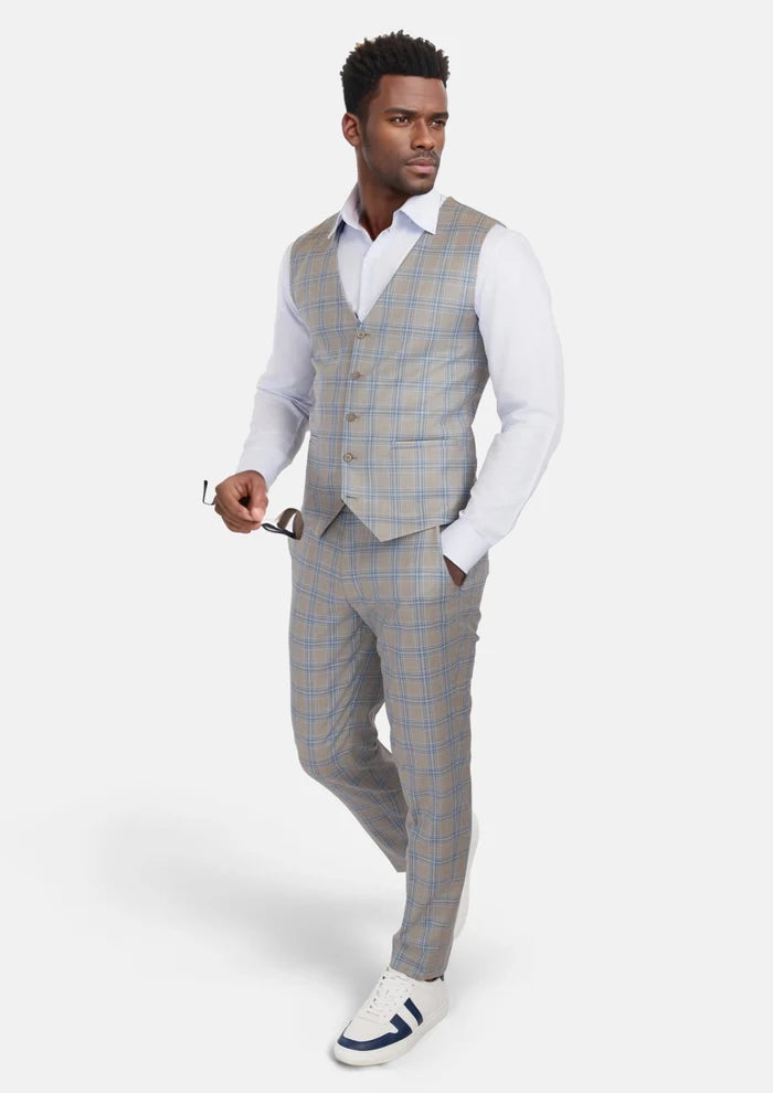 Milano Grey Checked Vest - SARTORO