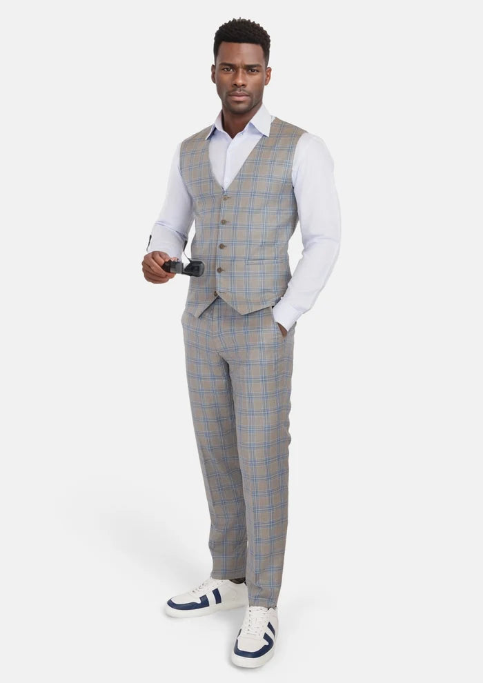 Milano Grey Checked Vest - SARTORO