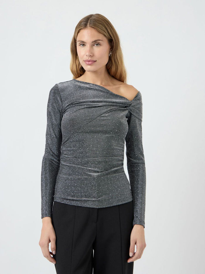 Missy Off Shoulder Top (Black/Dark Silver)