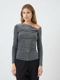 Missy Off Shoulder Top (Black/Dark Silver)