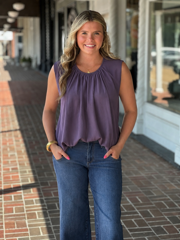 More Than Words Plum Sleeveless Top