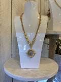 Mosaic Coin Necklace- Mix Gold