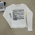 Musical score printed long-sleeved shirt