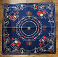 Navy Carriage Silk Scarf