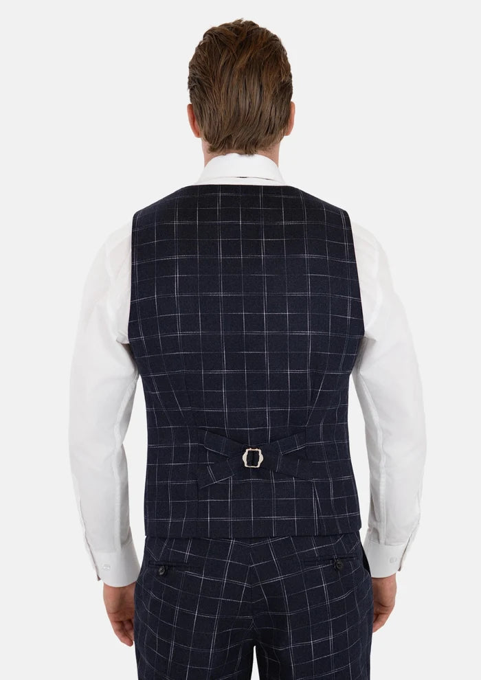 Navy Flannel Windowpane Vest - SARTORO