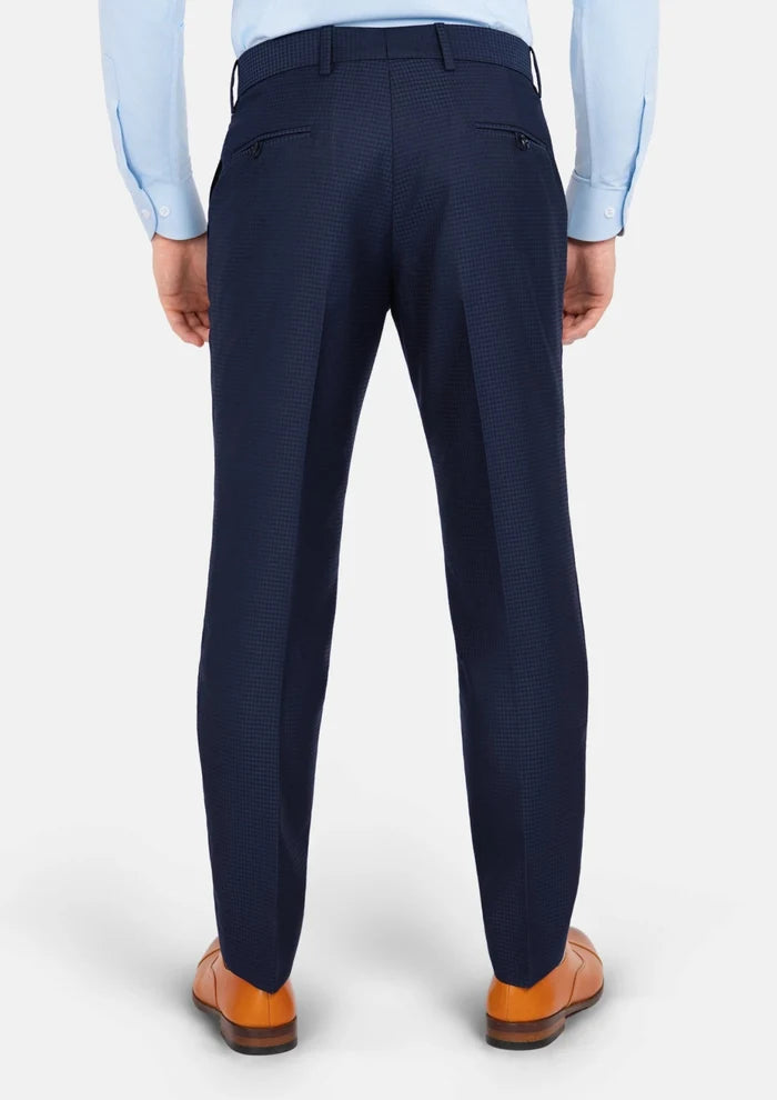 Navy Microcheck Pants - SARTORO
