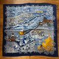 Navy Snow City Silk Scarf