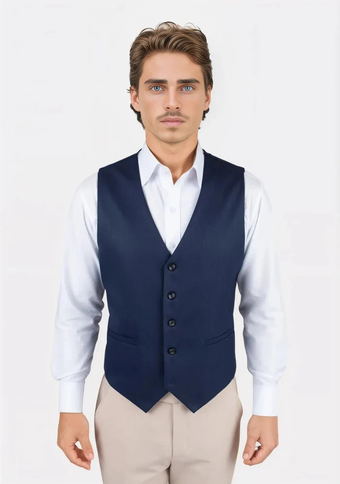 Navy Twill Vest - SARTORO