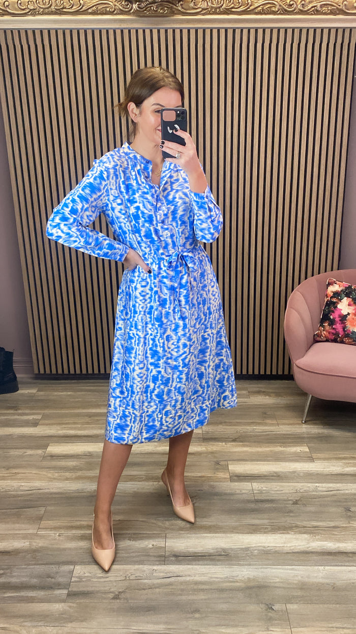NEBI L/S DRESS (PALACE BLUE/SANDSHELL)