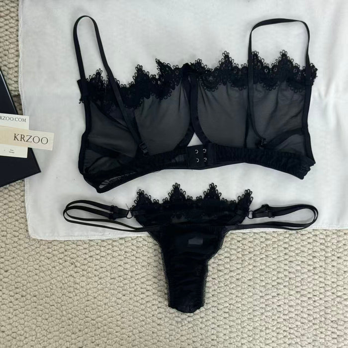 Net fabric see-through lace set