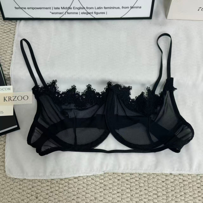 Net fabric see-through lace set