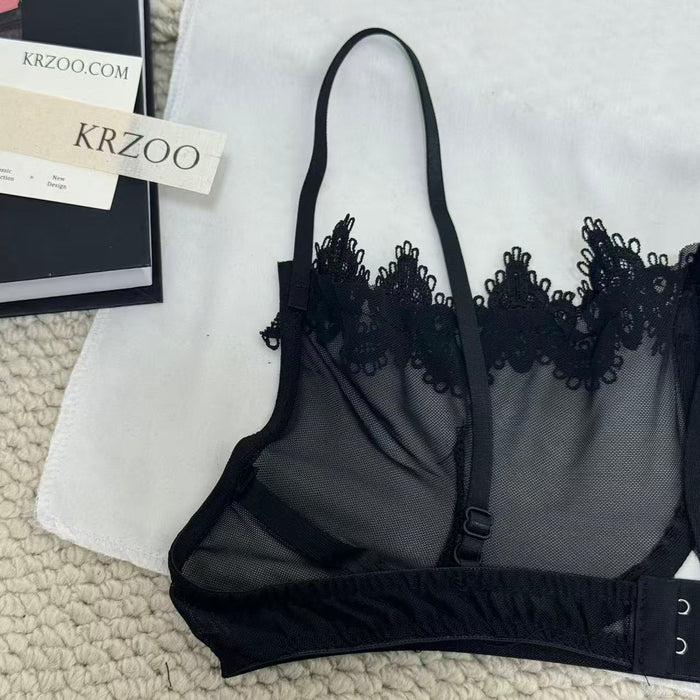 Net fabric see-through lace set
