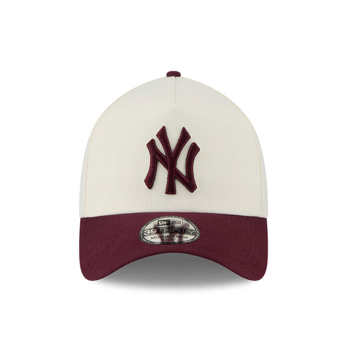 New Era N.Y Yankees 39Thirty A-Frame Stretch-Fit Cap (Cream/Burgundy)