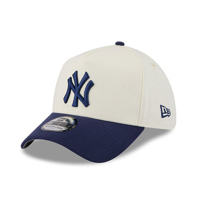 New Era N.Y Yankees 39Thirty A-Frame Stretch-Fit Cap (Cream/Navy)