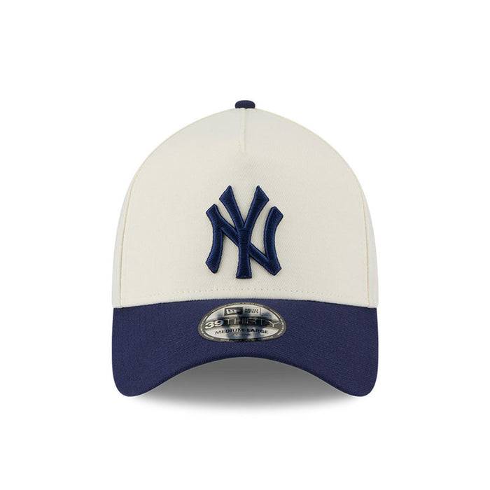 New Era N.Y Yankees 39Thirty A-Frame Stretch-Fit Cap (Cream/Navy)