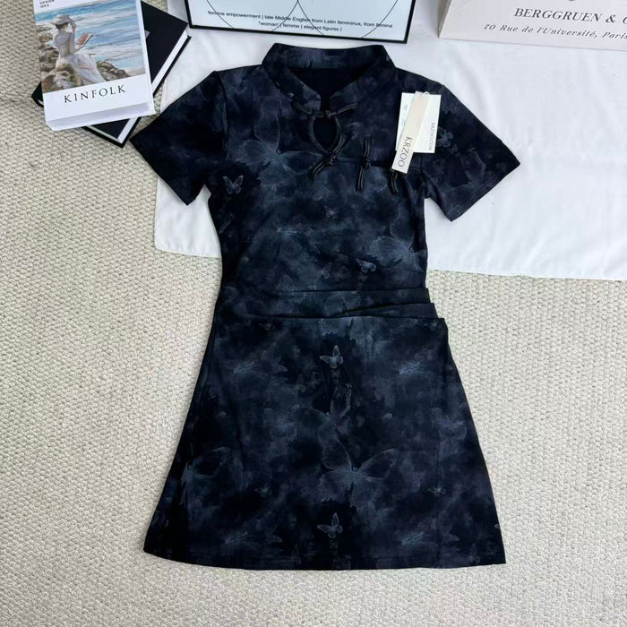 Niche-Style Ruched Slim-Fit Dress