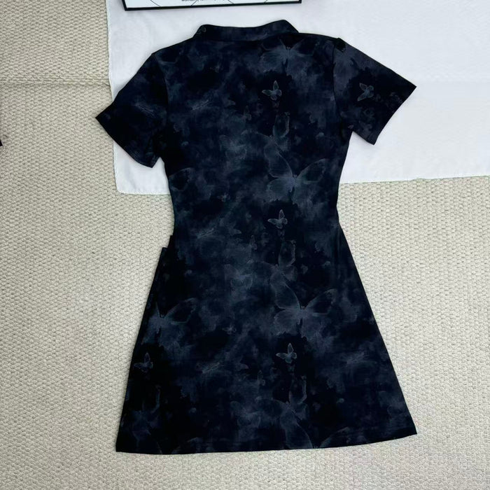 Niche-Style Ruched Slim-Fit Dress