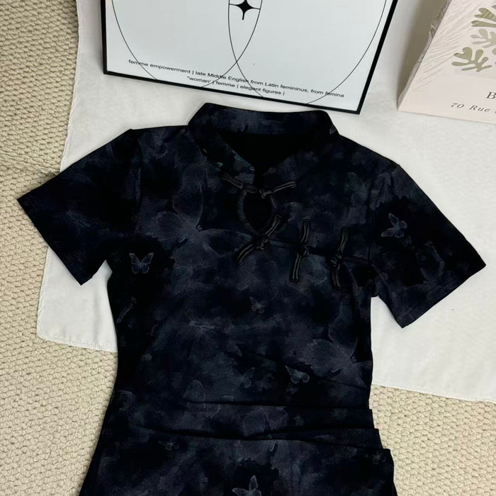 Niche-Style Ruched Slim-Fit Dress