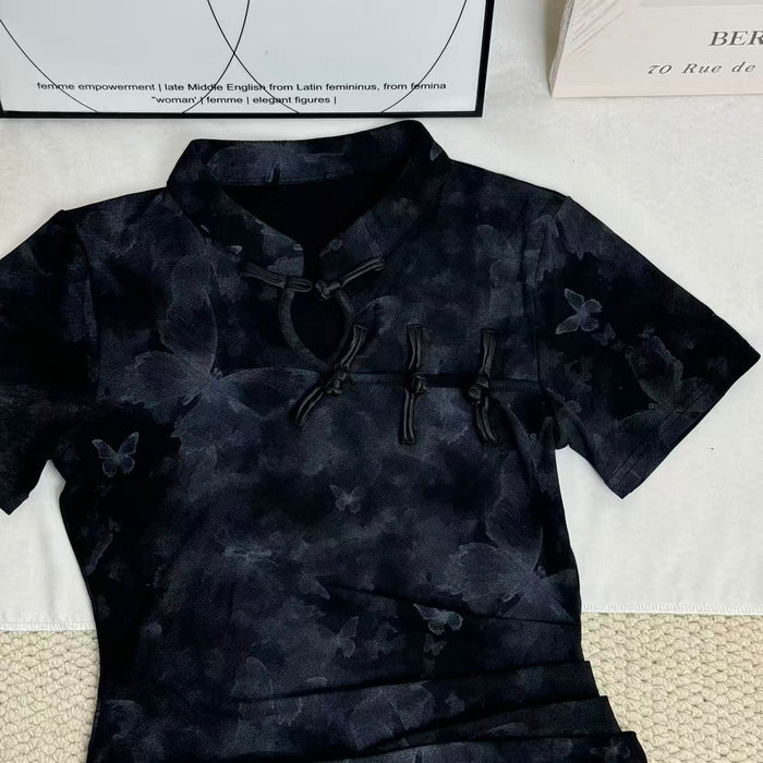 Niche-Style Ruched Slim-Fit Dress