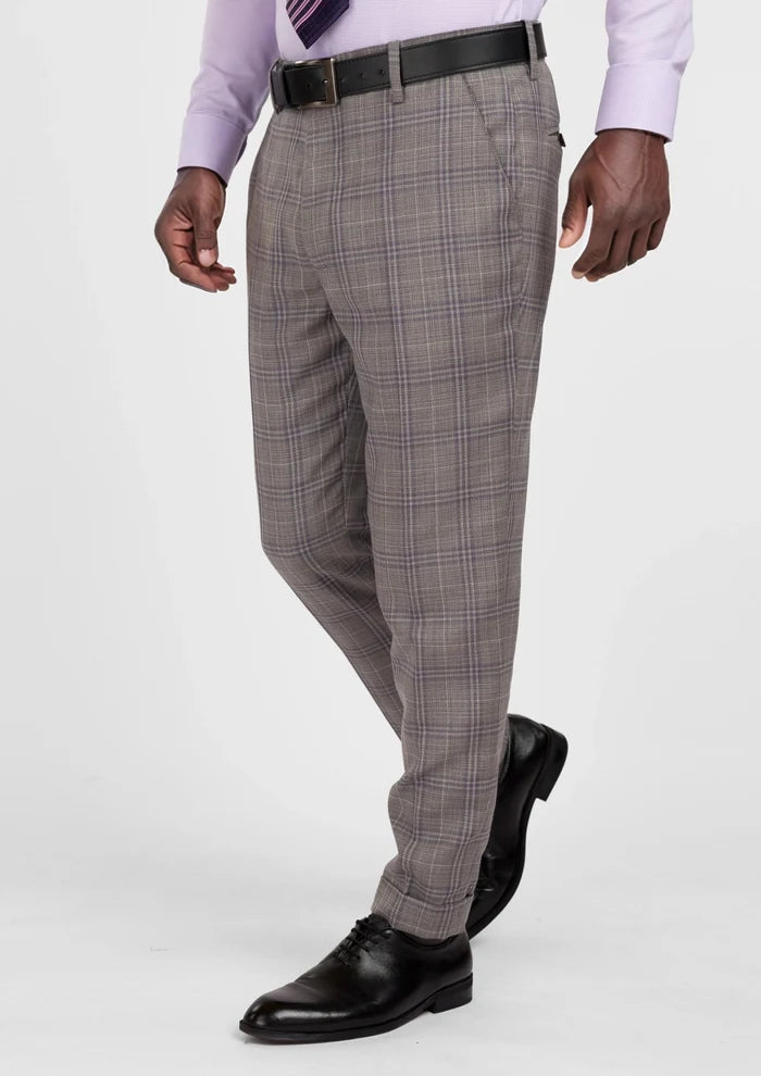 Nickel Grey Checked Pants - SARTORO